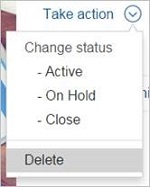 Selecting Take action, Delete