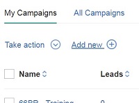 Selecting My Campaigns, Add new, Campaign