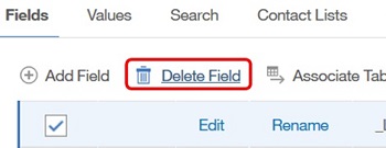 Selecting Delete field