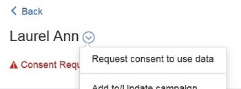 The Request consent to use data menu item