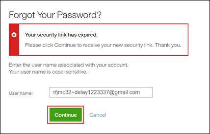 Your Security Link has Expired Message