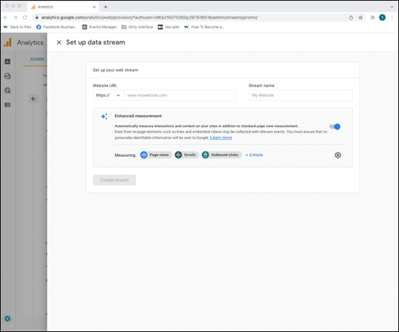 Step 9 Data stream setup