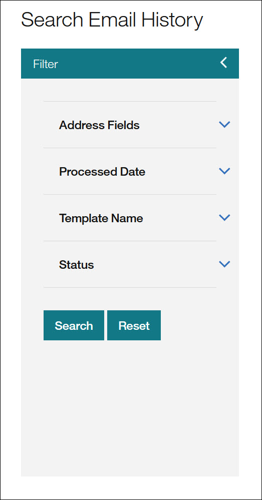 Search Email History - Filter fields