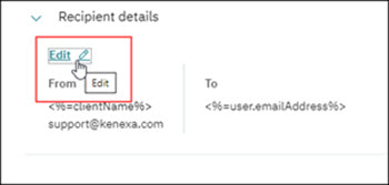 Recipient details - select Edit