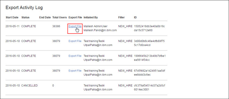 Export File link