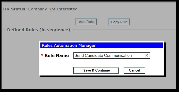 Entering the rule name