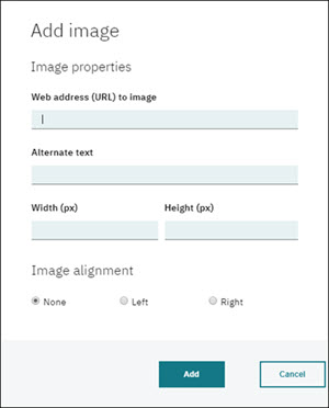 Add image dialog window