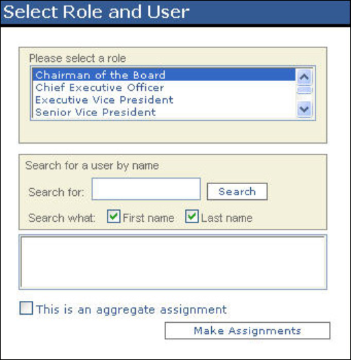 Select Role and User