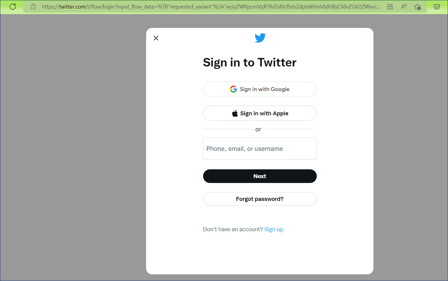 The sign-in option