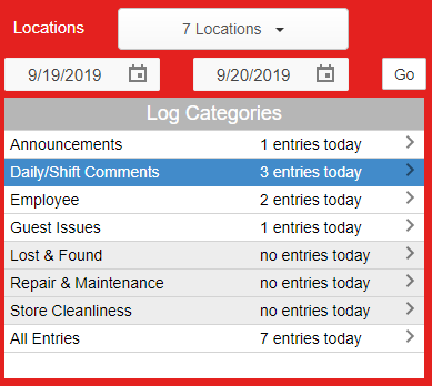 A screenshot of a log list  Description automatically generated