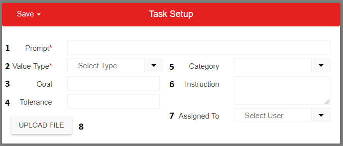 A screenshot of a task setup  Description automatically generated