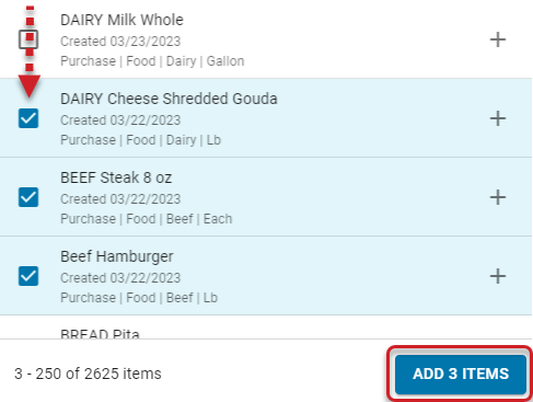 Add and Manage Commissary Items