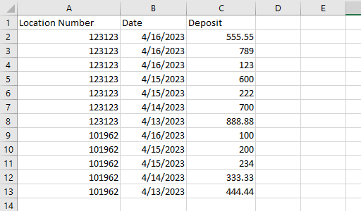 A table with numbers and numbers  Description automatically generated