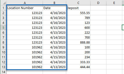 A screenshot of a spreadsheet  Description automatically generated