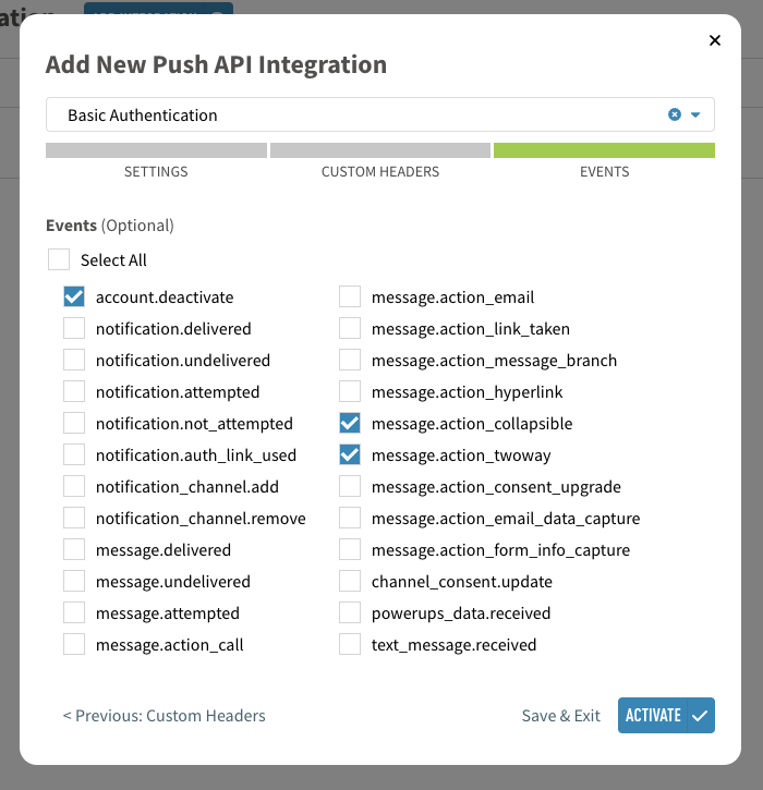 Configuring the Push API