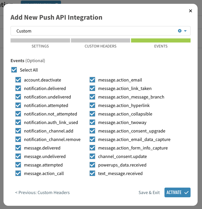 Configuring the Push API