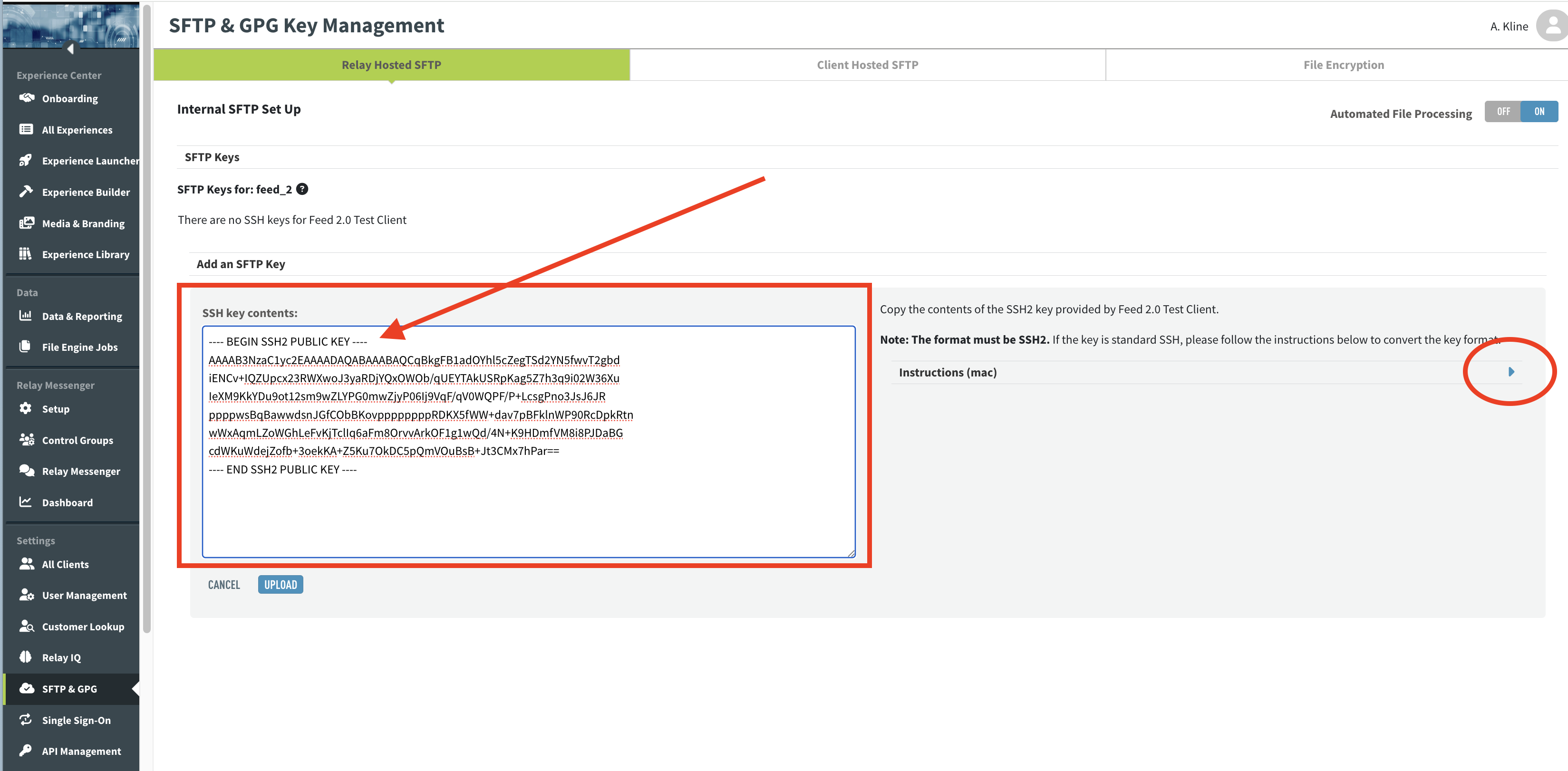 Configuring the SFTP