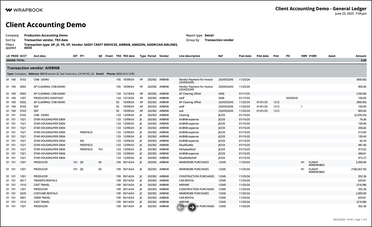 General Ledger reports (PAS)