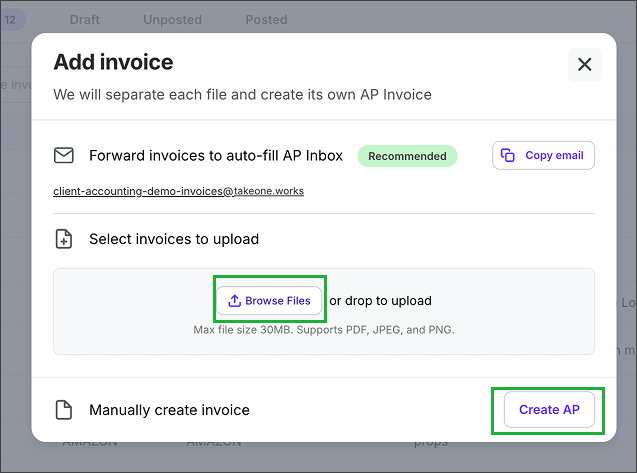 Adding AP invoices in Wrapbook (PAS)