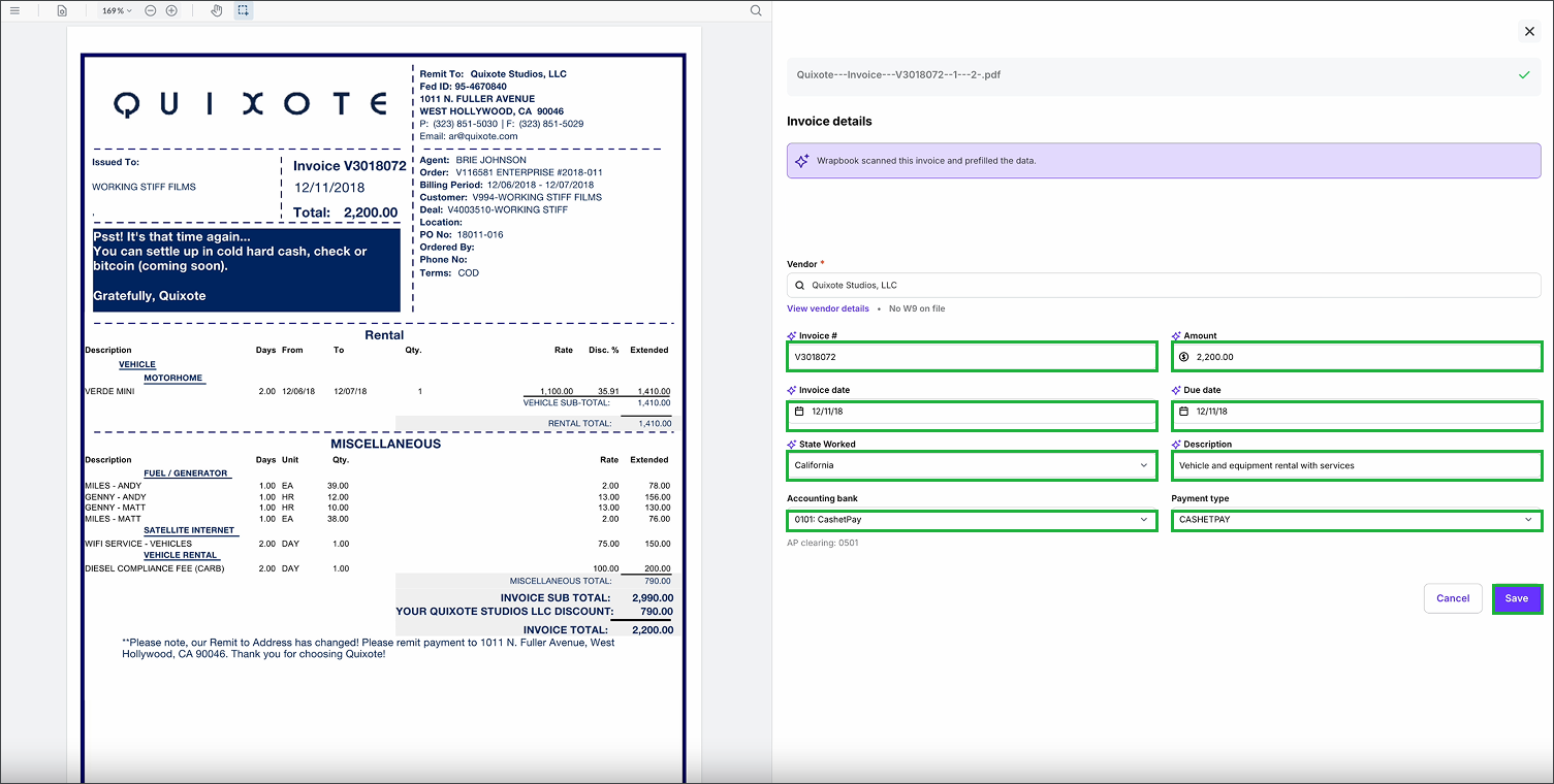 Adding AP invoices in Wrapbook (PAS)