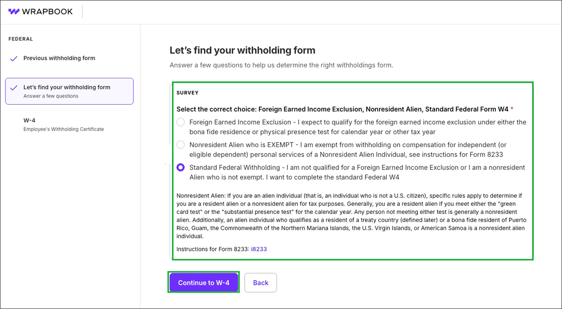 How to complete Form W-4: Federal Tax Withholding in Wrapbook