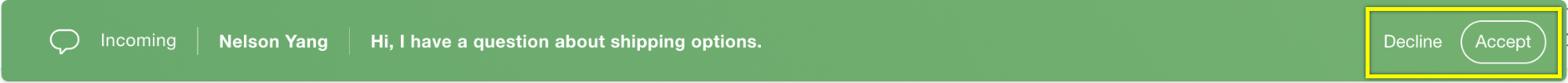 Incoming message from Nelson Yang about shipping options in a chat interface.