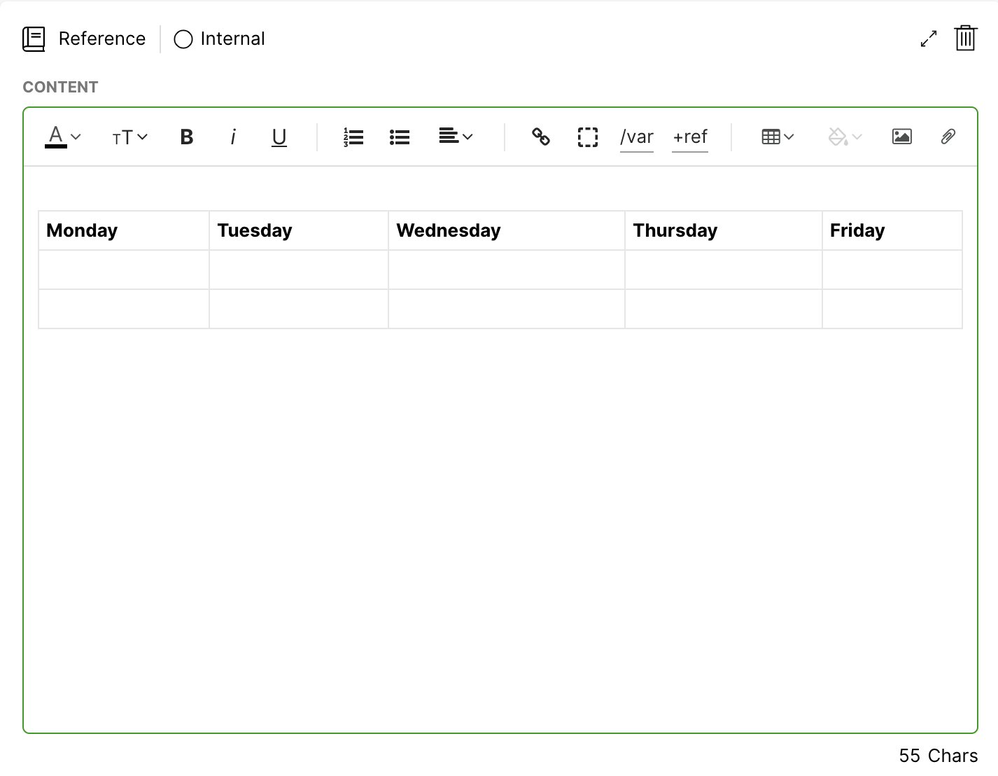 A weekly planner layout with days of the week labeled for scheduling activities.