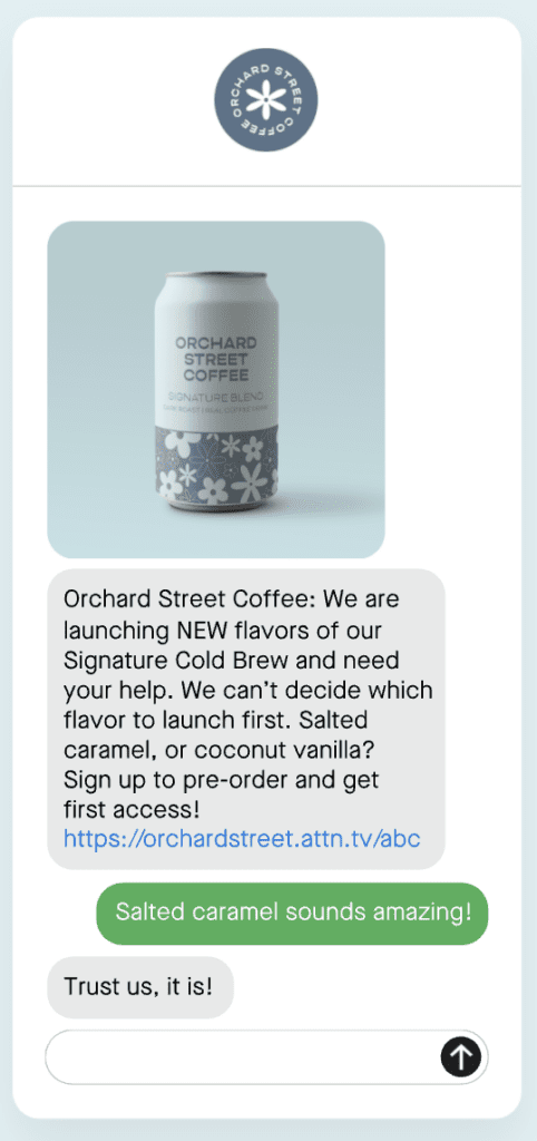 Orchard Street Coffee can promoting new flavors: salted caramel and coconut vanilla.