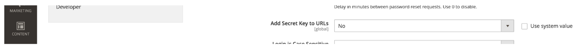 Settings interface showing options for secret key and login sensitivity.