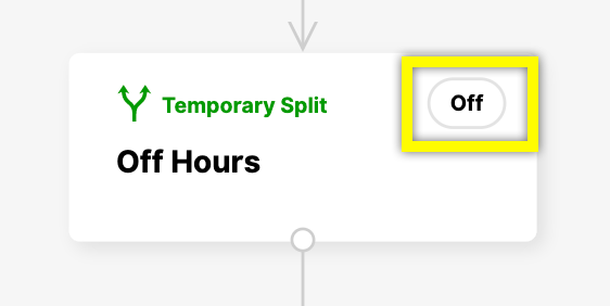 Display showing 'Off' status during temporary split for off hours.