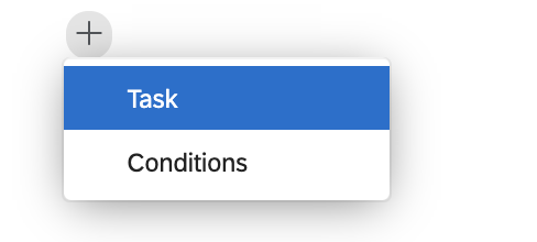 Dropdown menu showing options for Task and Conditions selection.