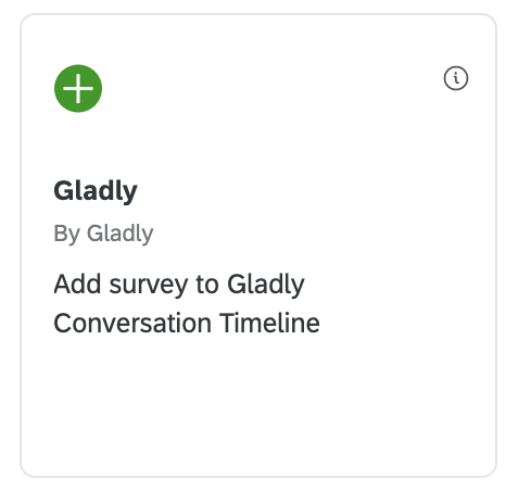 Gladly interface showing options to add a survey to the conversation timeline.