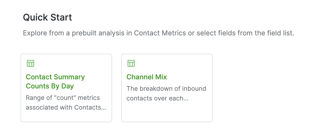 Overview of contact metrics with options for analysis and field selection.