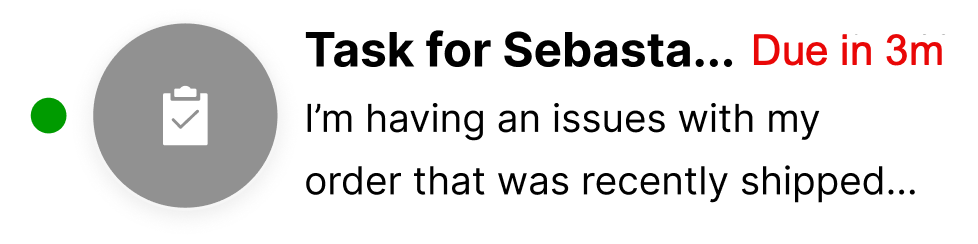 Task reminder for Sebasta regarding an issue with a recent order shipment.