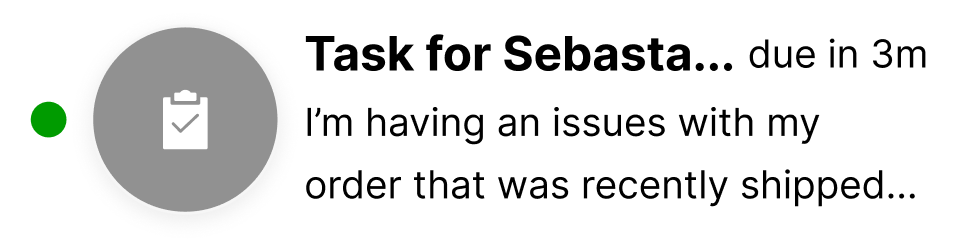 Task reminder for Sebasta regarding issues with a recently shipped order.