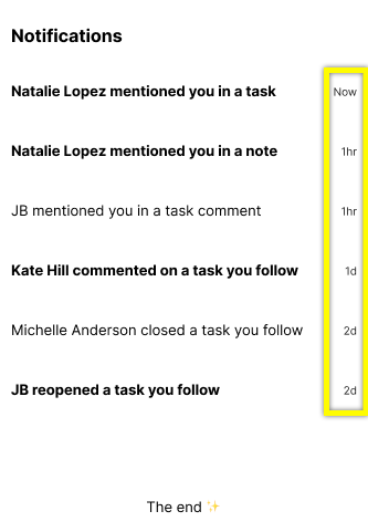 Notifications list showing recent mentions and comments from various users.