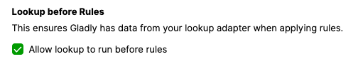 Instructions for enabling lookup before applying rules in a software interface.