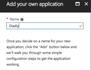 Input field for application name with instructions for adding a new application.