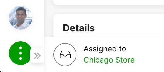 User details showing assignment to Chicago Store with profile image.