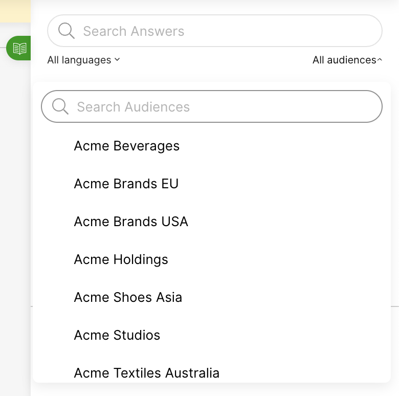 List of Acme brands and audiences for targeted marketing strategies.