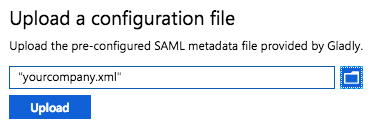 Upload a SAML metadata configuration file for Gladly integration.