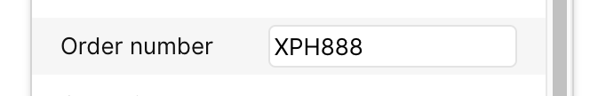 Order number displayed as XPH888 in a user interface field.