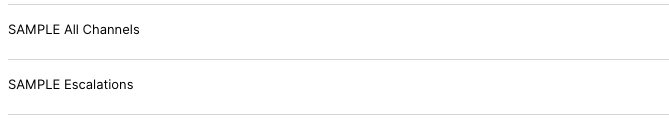 Overview of sample channels and escalations in a structured format.
