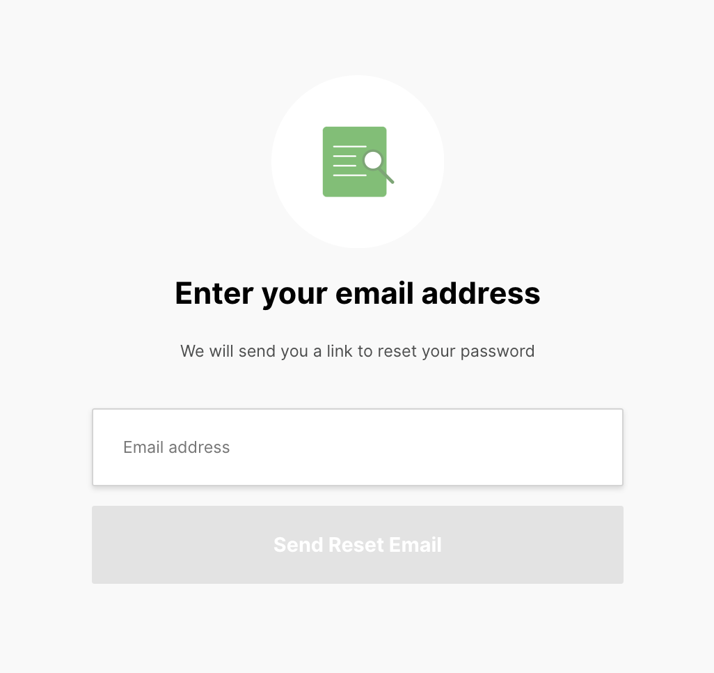 Form to enter email address for password reset instructions.