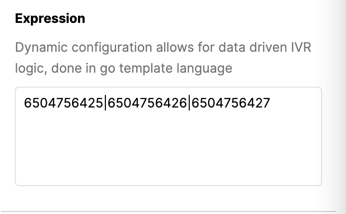 Dynamic configuration for data-driven IVR logic using Go template language expressions.