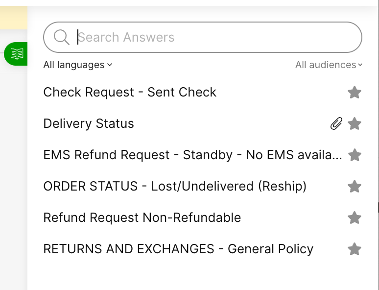 List of customer service inquiries including refund requests and delivery status updates.