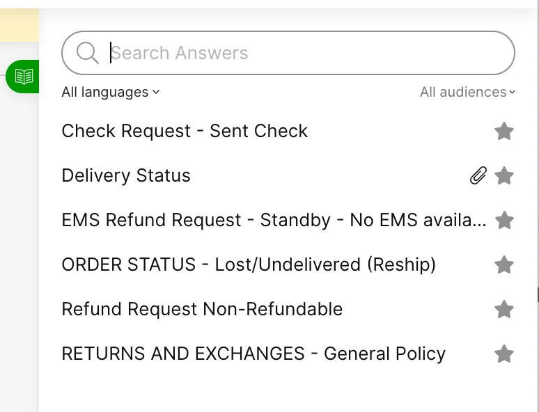 List of customer service inquiries including delivery status and refund requests.