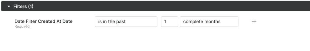 Filter options for selecting past dates in a data management interface.