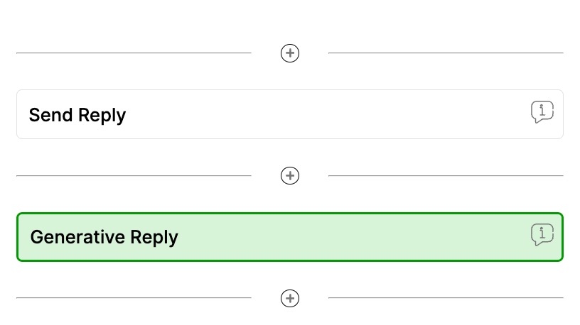 Interface showing options to send and generate replies in a messaging application.