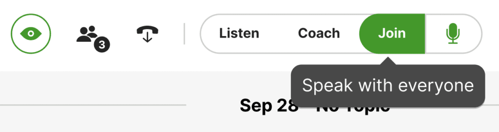 Interface showing options to join a conversation and speak with everyone.
